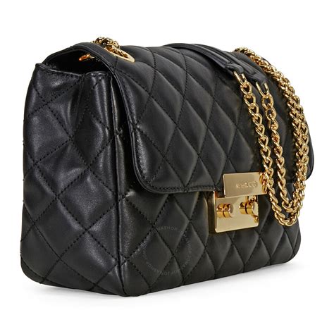 michael kors handbag black leather|michael kors black quilted handbags.